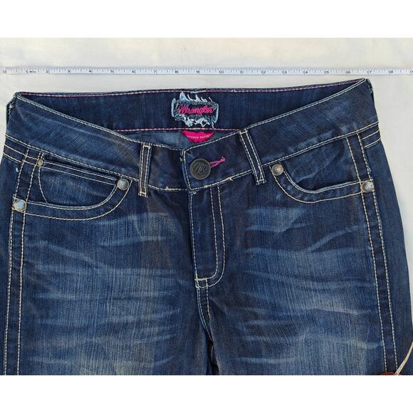 Wrangler Women’s 9/10 x 36 Bootcut Jeans Dark Wash Mid Rise Stretch Denim - Picture 3 of 6